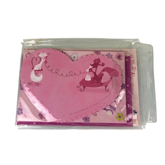 DaySpring Bella & Fifi Poodle & Cat Heart Stationary Valentine Set Scripture - Picture 2 of 11
